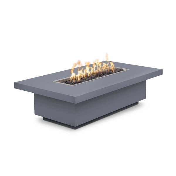 The Outdoor Plus 60 Rectangular Fremont Fire Table, Powder Coated Metal, Gray, Natural Gas OPT-FRMPC6024E12V-GRY-NG